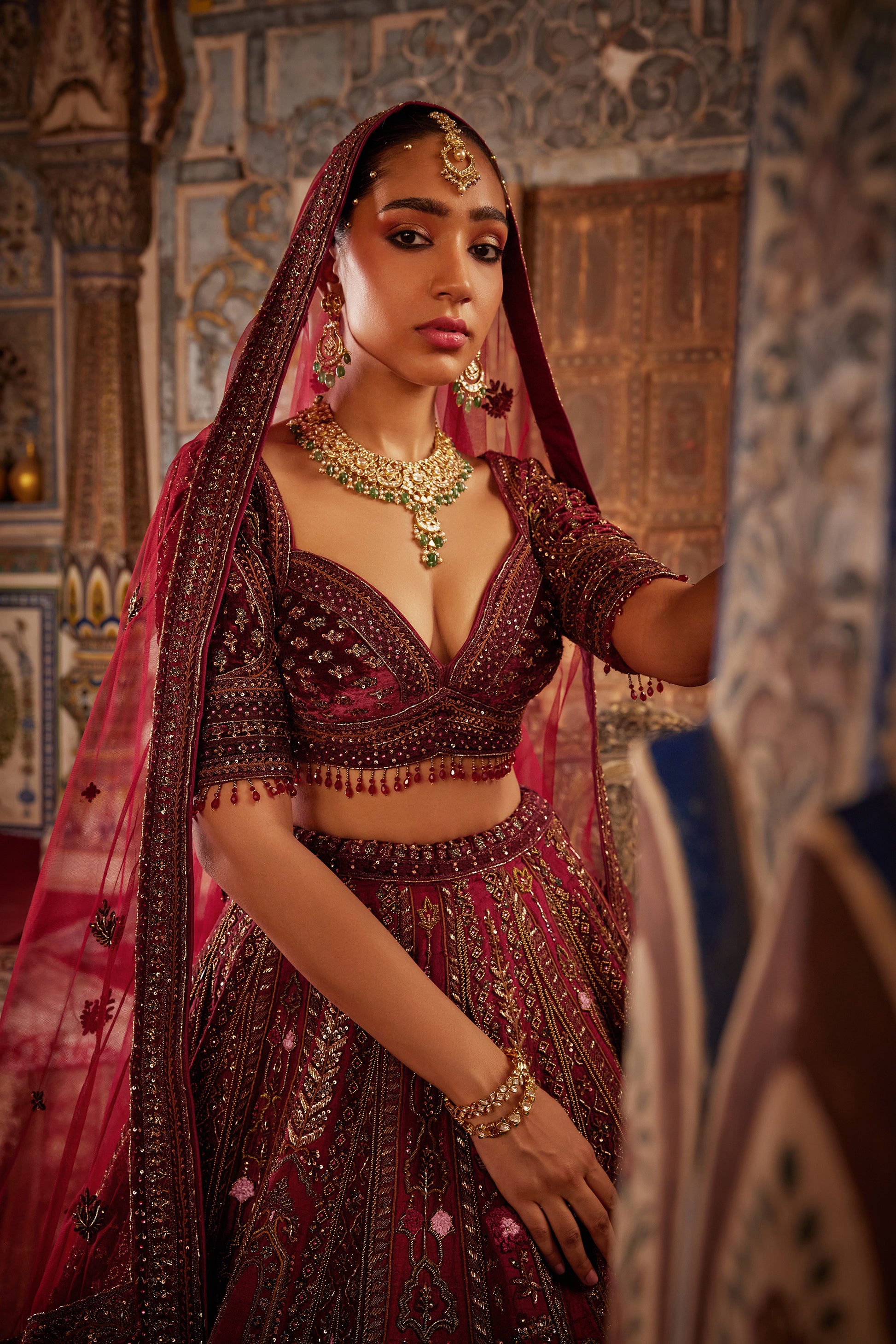 Bridal Jewelry Choker For Lehenga Gold Toned Choker Set For Lehenga