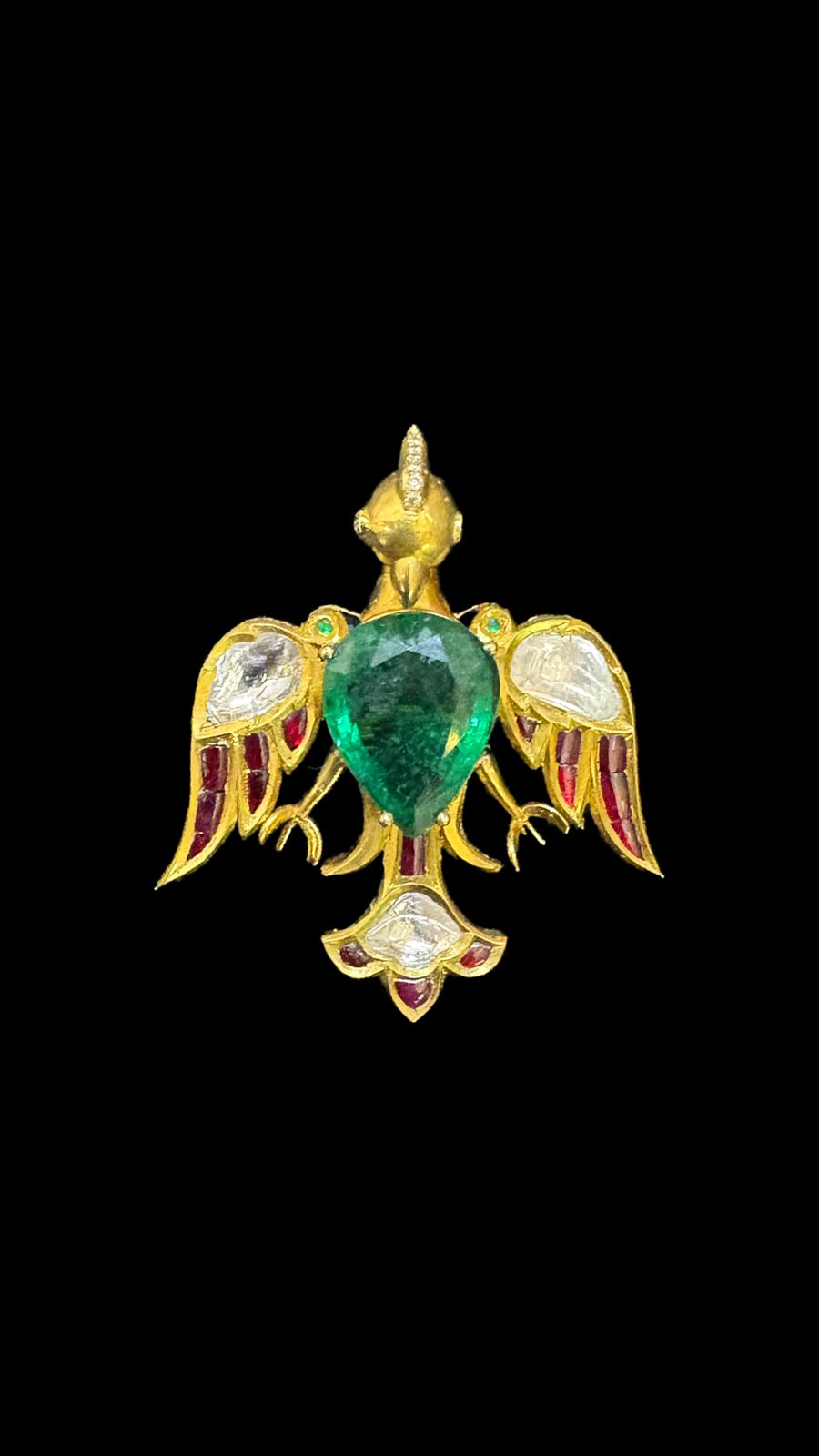 Emerald Bird Brooch